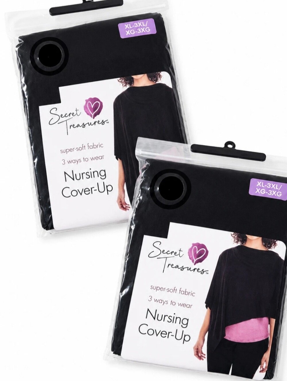 Secret Treasures Maternity Nursing Cover-Up Wraps XL - 3XL Black Lot of 2
